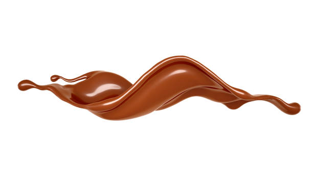 a beautiful, elegant splash of chocolate. 3d illustration, 3d rendering. - chocolate splash stok fotoğraflar ve resimler