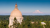 Washington State Capitol Building with Mt Rainier in Distance