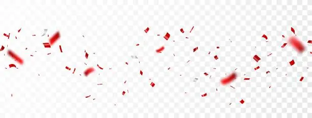 Vector illustration of Red confetti , isolated on transparent background