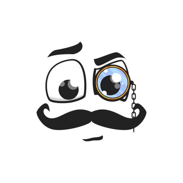 Cartoon Face With Mustaches And Monocle On Eye Stock Illustration -  Download Image Now - Monocle, Vector, Cartoon - iStock