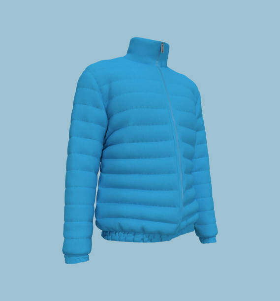 istock Men's warm sport puffer mockup in side view 1332256541