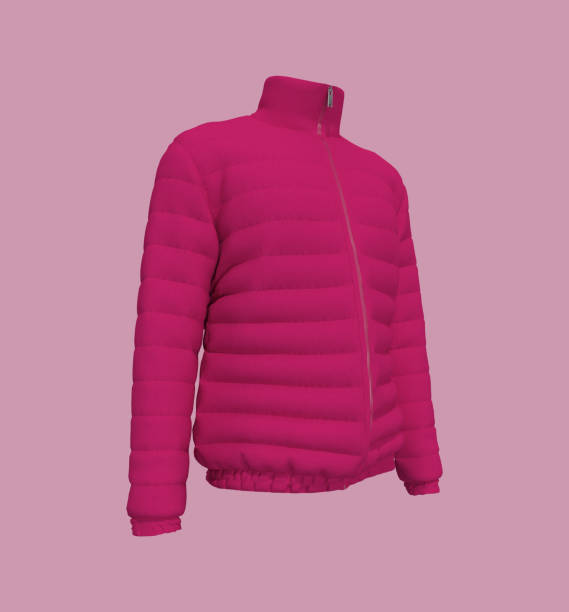 istock Men's warm sport puffer mock-up in side view 1332256555