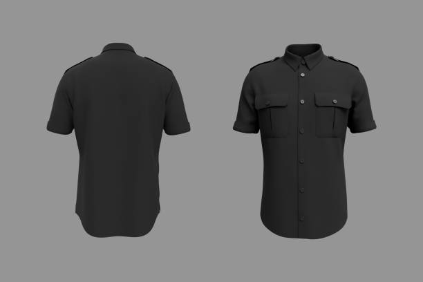 istock Men's short sleeves military shirt mockup 1332257615