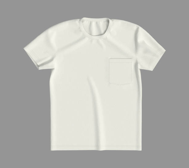 uomo a maniche corte raglan t-shirt mockup con una tasca - tasca foto e immagini stock
