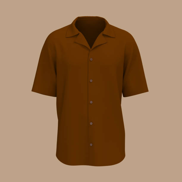 istock Short-sleeve camp shirt mockup. 1332257806