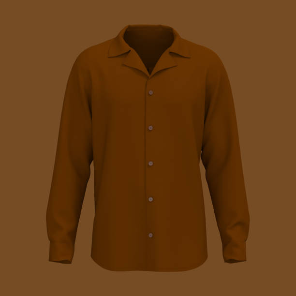 istock Long-sleeve camp shirt mockup 1332257867