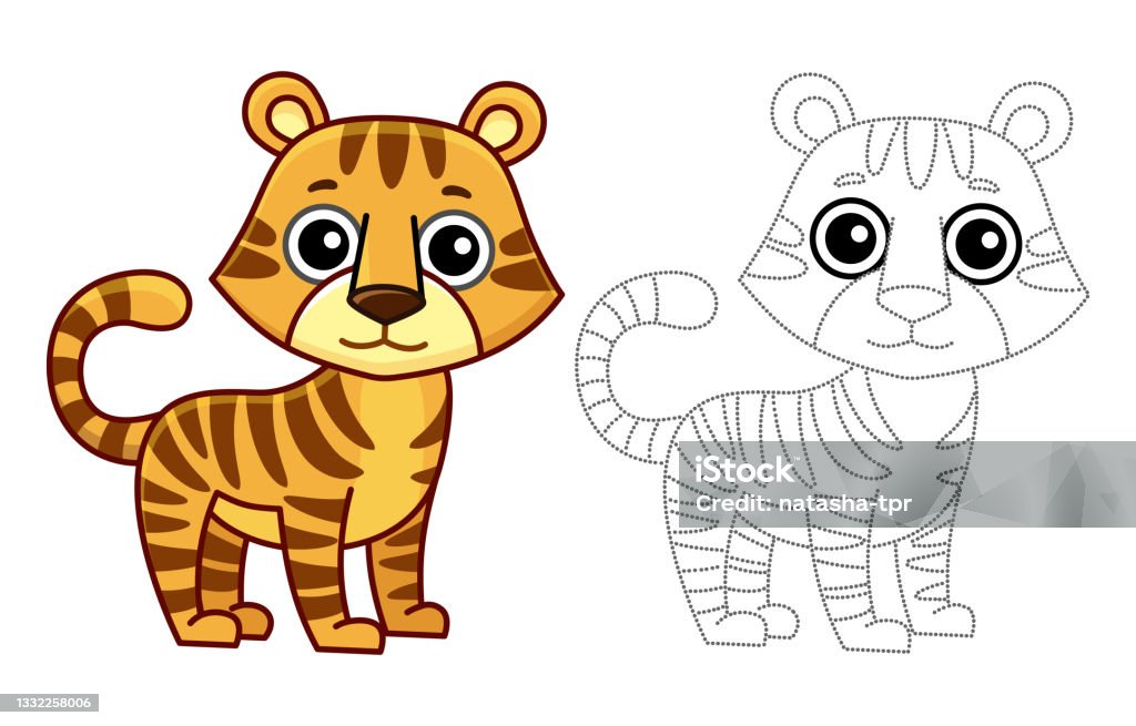 Vetores de Animal Zoológico Para Crianças Colorindo Livro Tigre Engraçado  Em Um Estilo Desenho Animado Traço Os Pontos E Colorir A Imagem e mais  imagens de Beleza - iStock