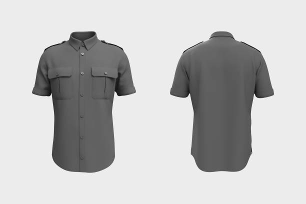istock Men's short sleeve military shirt mockup 1332258871