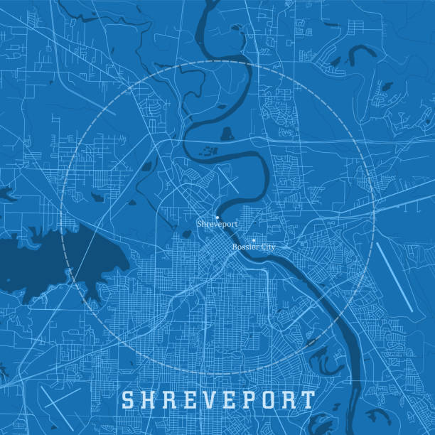 Shreveport LA City Vector Road Map Blue Text vector art illustration