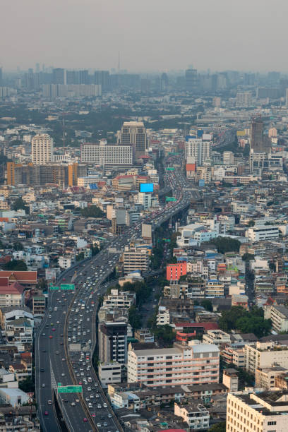 istock Aerial view expressway with traffic jam in bangkok 1332262996