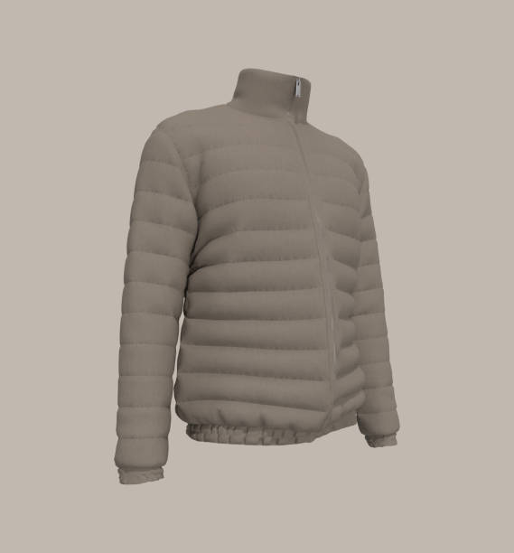 istock Men's warm sport puffer mock-up in side view 1332268279