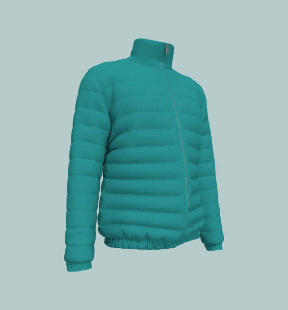 istock Men's warm sport puffer mock-up in side view 1332268899