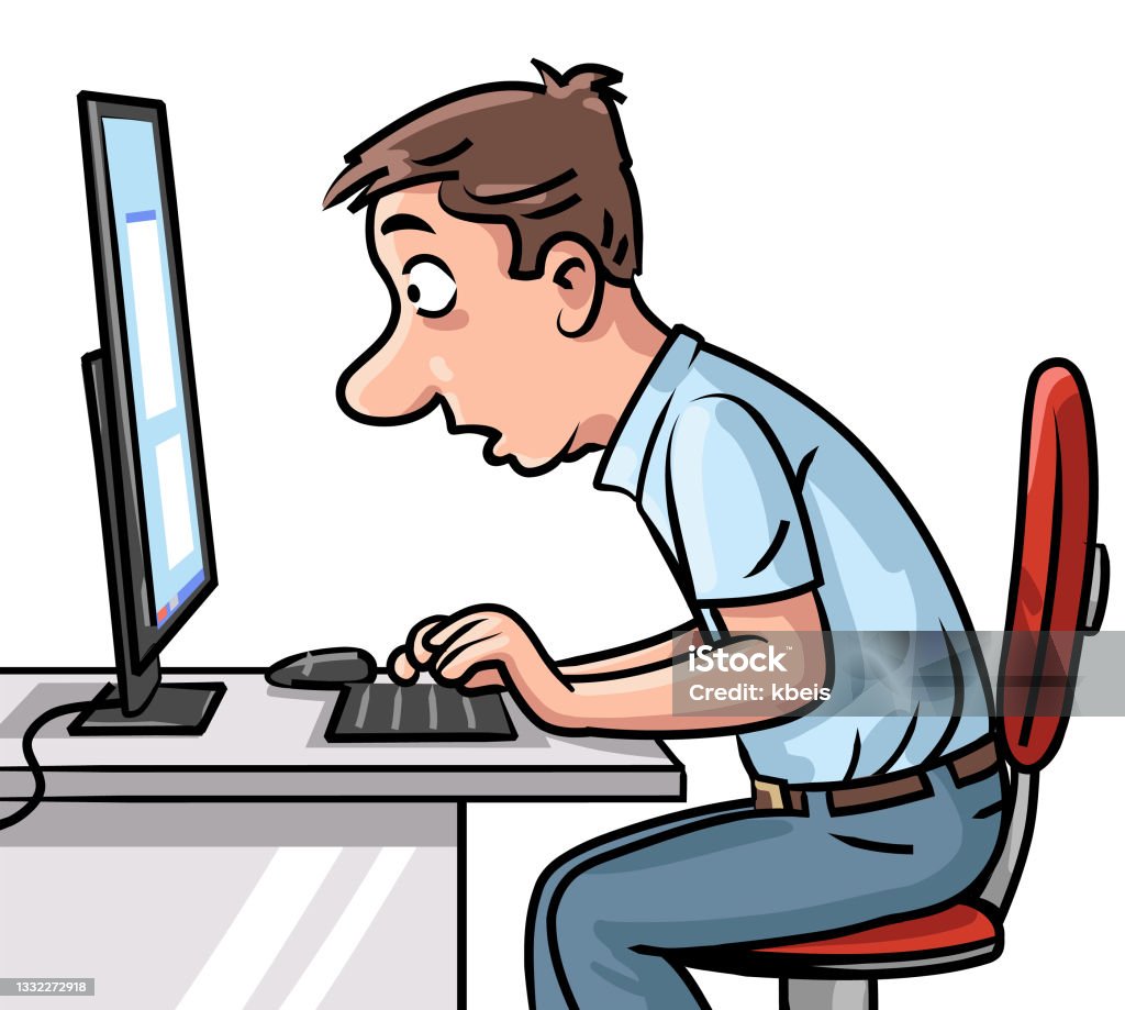Young Man Looking Surprised At Computer Screen Stock Illustration - Download Image Now - Cartoon, Using Computer, Surprise - iStock Young Man Looking Surprised At Computer Screen Stock Illustration - Download Image Now - Cartoon, Using Computer, Surprise - iStock