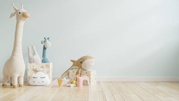 istock Mockup blue wall in the children's room. 1332275423