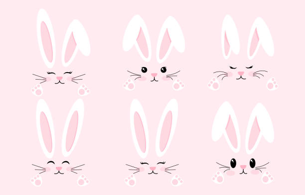 ilustrações, clipart, desenhos animados e ícones de conjunto de coelhinhos da páscoa - rabbit ear antenna
