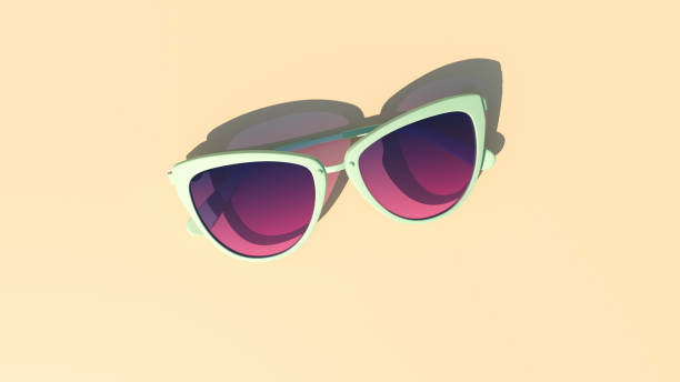 Pale Olive Green Sunglasses with Blue Pink Tinted Glass Classic Sunny Summer Holiday Fashion with Warm Sandy Coloured Background Pale Olive Green Sunglasses with Blue Pink Tinted Glass Classic Sunny Summer Holiday Fashion with Warm Sandy Coloured Background 3d illustrator render cool glasses hand colored sun stock pictures, royalty-free photos & images