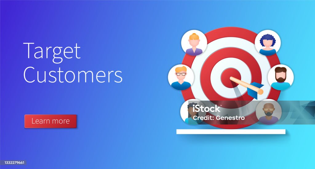 Target Customer Visuals Target Customers Banner In 3d Style Stock Illustration - Download Image ...