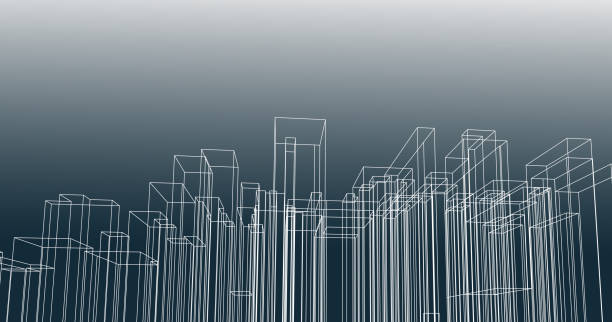 illustrations, cliparts, dessins animés et icônes de arrière-plan du modèle de structure des perspectives de ligne - construction frame technology cube built structure