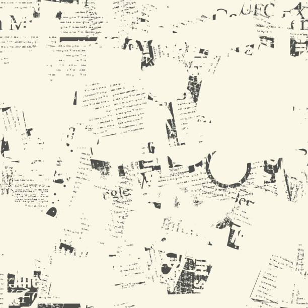 abstraktes nahtloses muster auf einem zeitungsthema - papiermache stock-grafiken, -clipart, -cartoons und -symbole