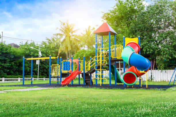 istock Colorful playground on yard in the park. 1332281370