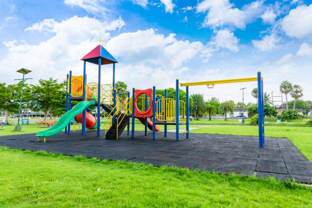 istock Colorful playground on yard in the park. 1332281417