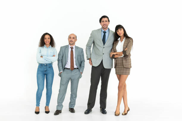 istock Group of business people isolated white background. 1332281604