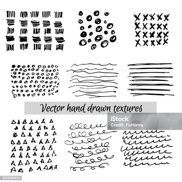 Hand Texture Patterns Vector Set Of Hand Drawn Textures Or Patterns Design Elements Stock ...
