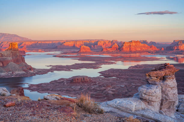 Alstrom Point at sunset, USA Alstrom Point at sunset, Lake Powell, Utah, USA lake powell stock pictures, royalty-free photos & images