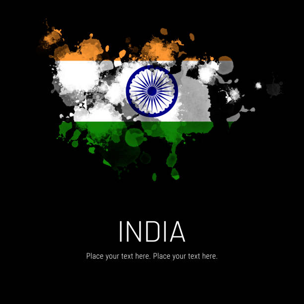 istock Flag of India ink splat on black background 1332285204