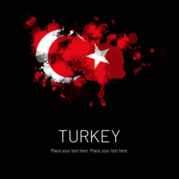 istock Turkish flag ink splat on black background 1332285401