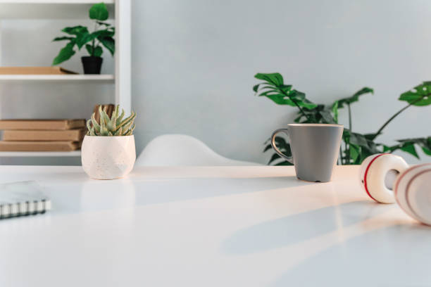 istock Modern minimal interior of cabinet or workspace 1332286608
