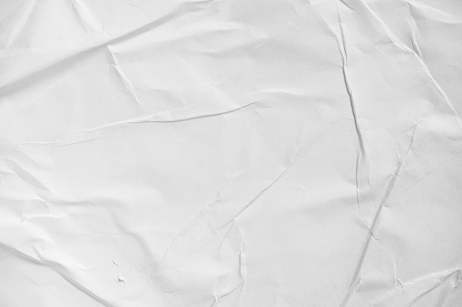 Dried wet white paper with wrinkles on the texture