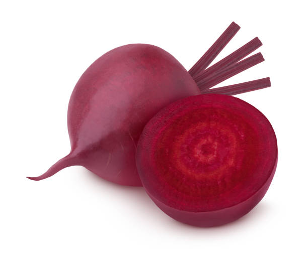 istock Halved and whole fresh beet isolated on a white background. 1332290251