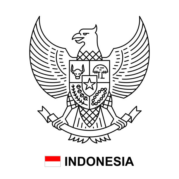 wappen indonesiens - garuda stock-grafiken, -clipart, -cartoons und -symbole