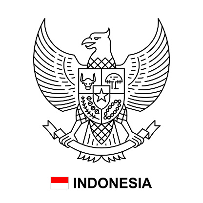 Coat of arms of Indonesia. isolated on white background