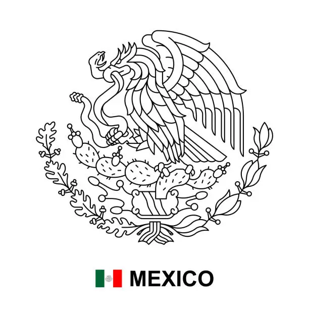Vector illustration of Coat of arms of Mexico