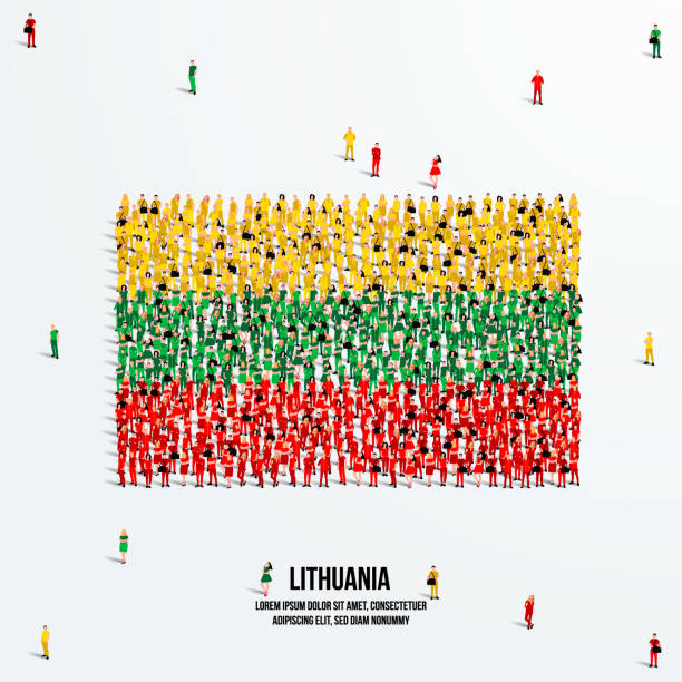 istock Lithuania Flag. A large group of people form to create the shape of the Lithuania flag. Vector Illustration. 1332295311