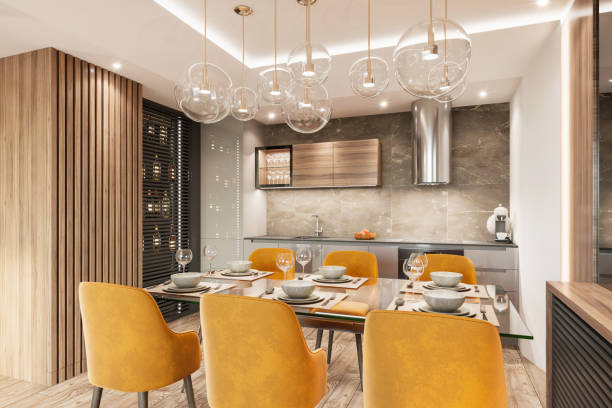 istock Modern apartment dining room interior 1332296760