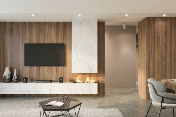 istock Modern apartment living room interior 1332296764