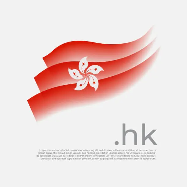 Vector illustration of Hong Kong flag watercolor. Colored stripes hong kong flag on a white background. Vector stylized design of national poster with hk domain, place for text. State patriotic banner, cover