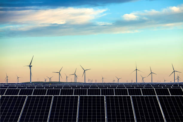 istock Solar photovoltaic panels and wind turbines 1332302012