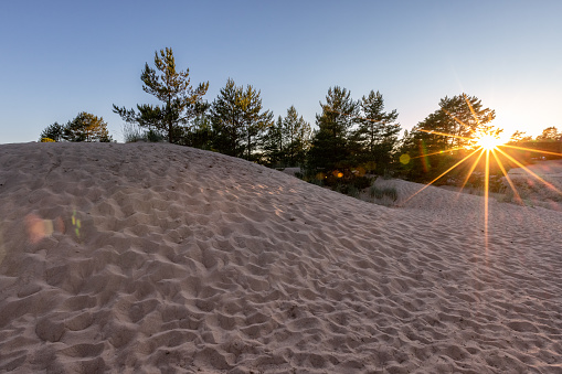 Summer sunset on the sandy dunes in Yyteri, Finland