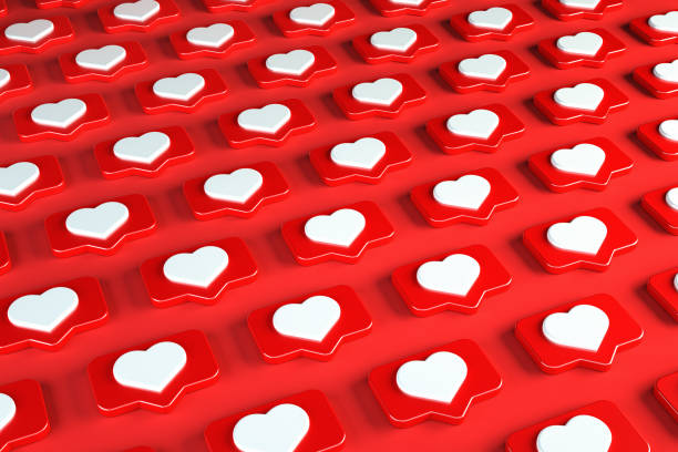 istock Pattern social media message and notification icon on a red pin with a heart. 3d illustration 1332307122