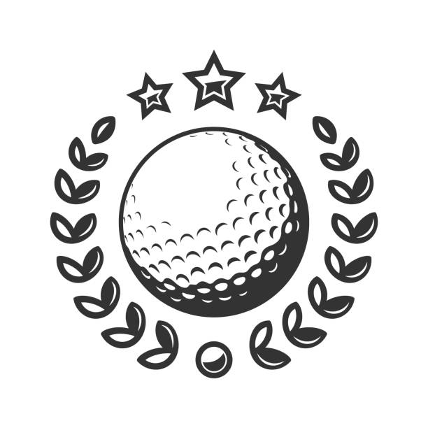 illustrations, cliparts, dessins animés et icônes de emblème d’une balle de golf. logo vectoriel du tournoi de golf - balle de golf