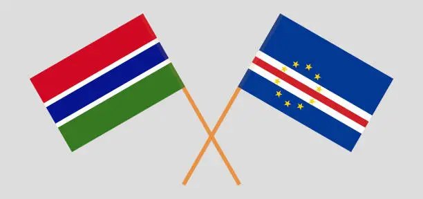 Vector illustration of Crossed flags of the Gambia and Cape Verde. Official colors. Correct proportion