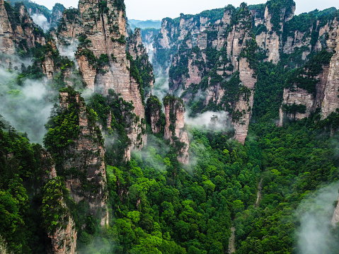 Aerial view of Zhangjiajie National Park