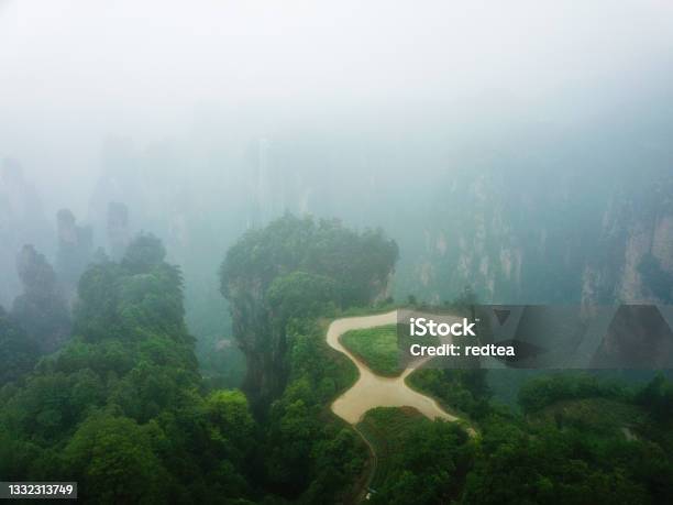 Aerial View Of Zhangjiajie National Parkfarmland Is Built On Top Of A Mountain Stock Photo - Download Image Now
