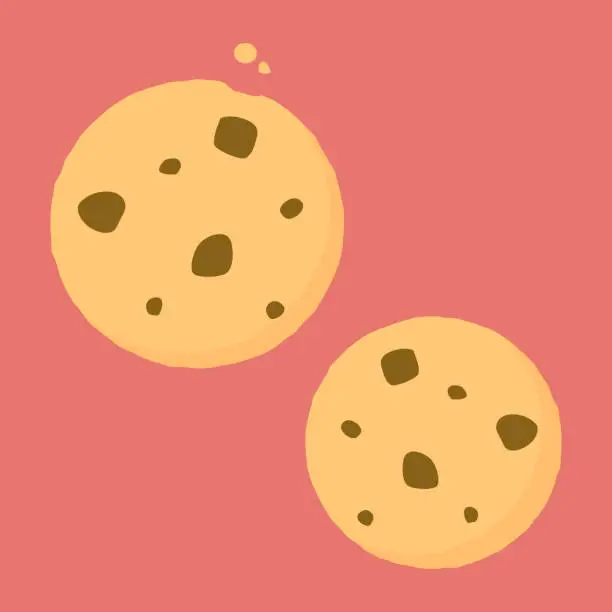 Vector illustration of A Simple And Cute Chocolate Chip Cookie Illustration