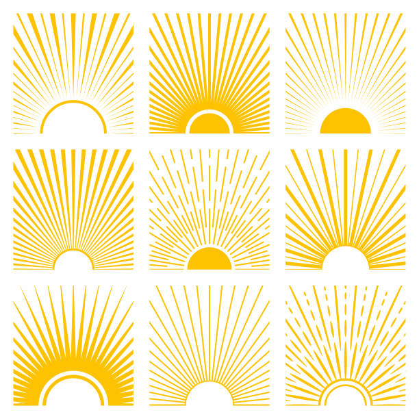 солнце - striped bright single line vector stock illustrations