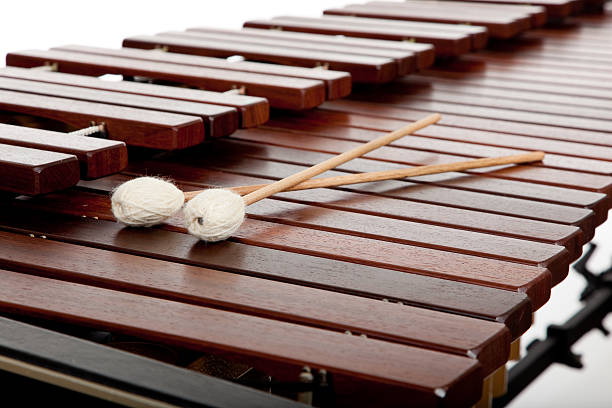 Marimba and mallets on a white background A background of marimba and mallets marimba stock pictures, royalty-free photos & images